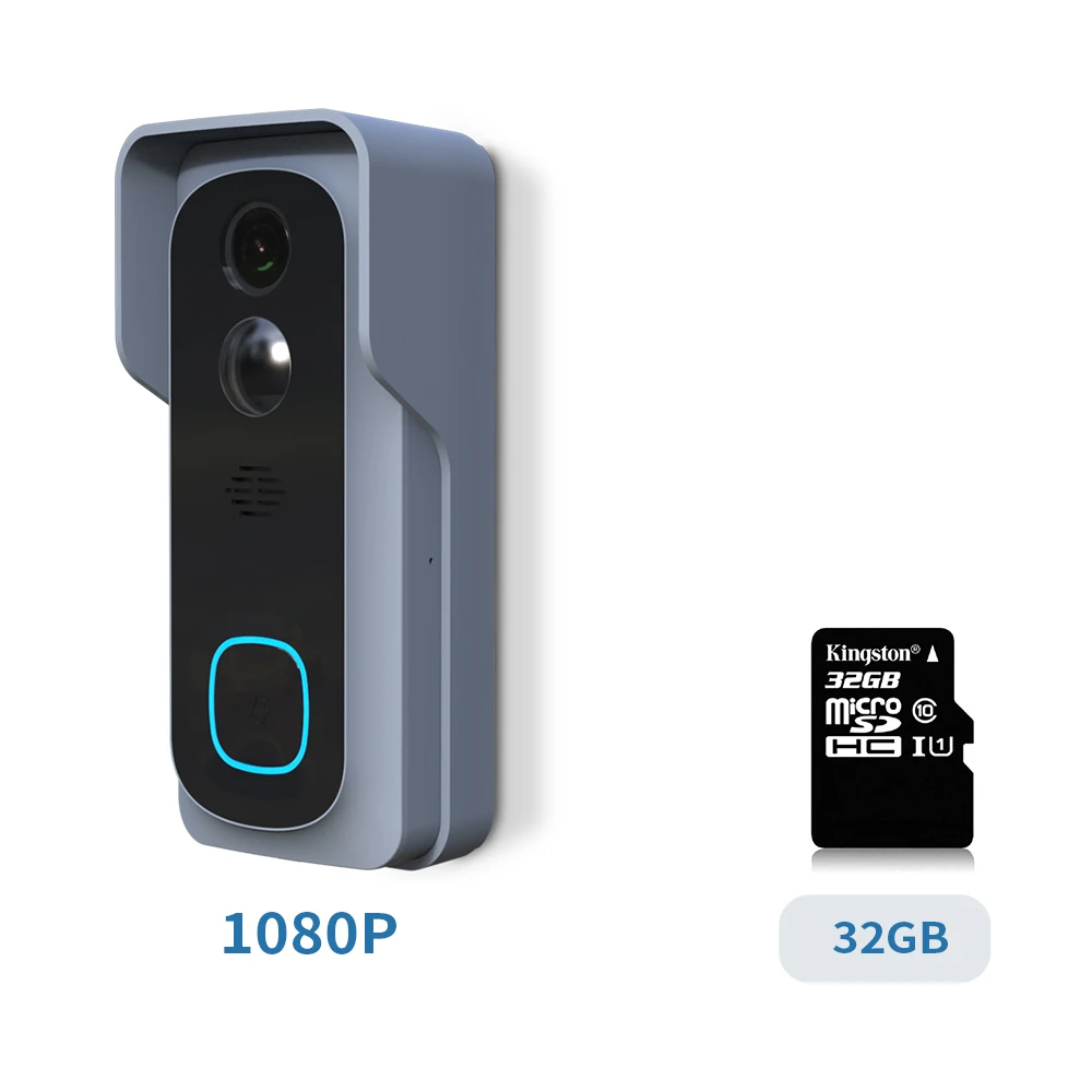 Included 32GB HD 1080P беспроводной Wifi Видео дверной Звонок IP безопасность умный аккумулятор камера интеллектуальное домашнее ночное видение PIR детектор движения - Цвет: Included 32GB