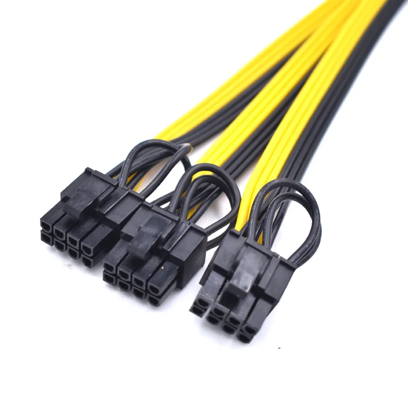 10 шт./лот 8Pin PCI-E Female к 3 * (6 + 2) Pin Male Splitter Power Extension Cable для видеокарты