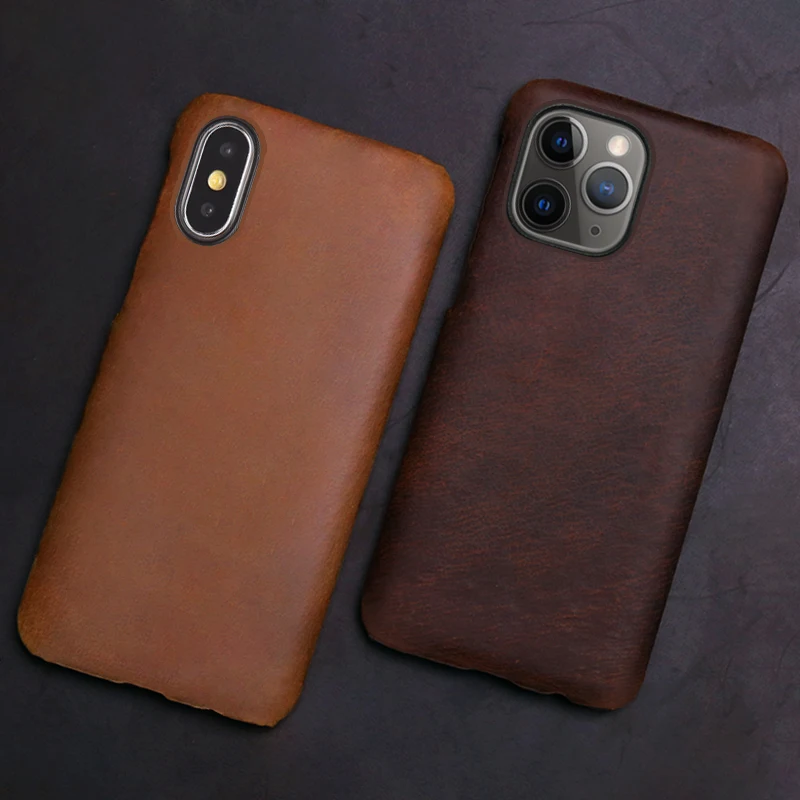 Genuine Leather Case for iPhone 12 11 13 Pro Max Xs Max Luxury Business Cowhide Phone Case for iPhone Xs Xr X 11 12 Pro Max