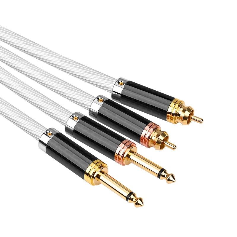 Hi-Fi 6 5 мм к RCA аккумуляторному кабелю Hi-end OCC посеребренный двойной до 2RCA кабель с
