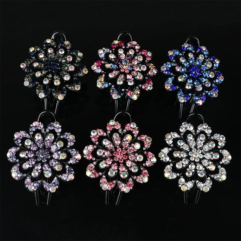 Классическая красочная заколка для волос с кристаллами элегантная Радужная