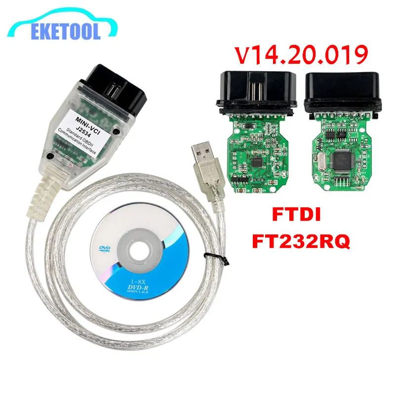 Последние V14.20.019 мини VCI J2534 для Toyota TIS Techstream FTDI FT232RQ/FT232RL стандартная связь диагностический MINI-VCI