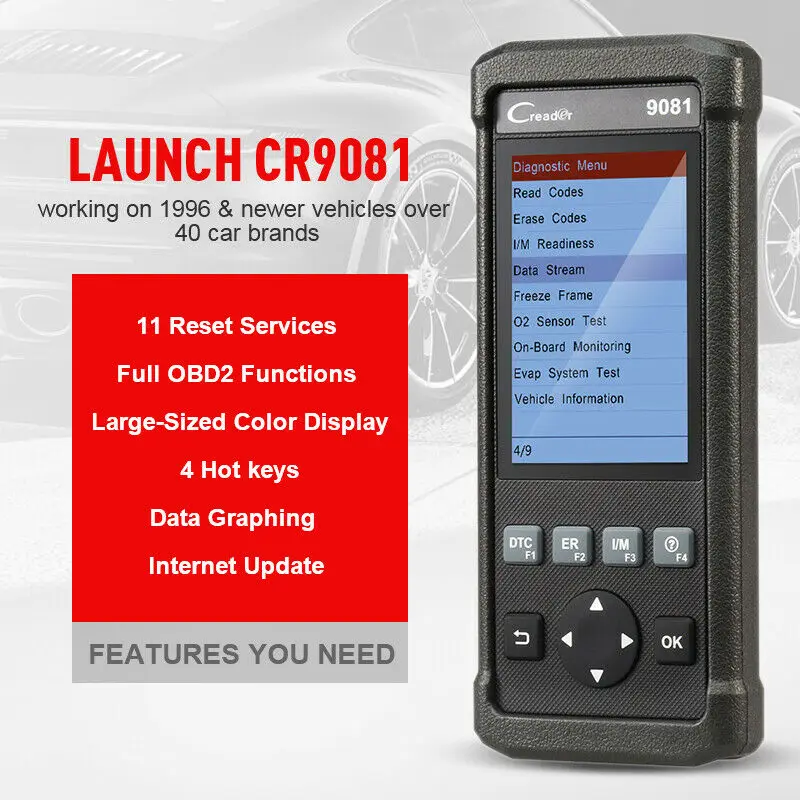 Launch CR9081OBDII сканер Creader 9081 считыватель кодов Сканер с воздушной сумкой система управления батареей сброс CR9081 OBD 2 диагностический