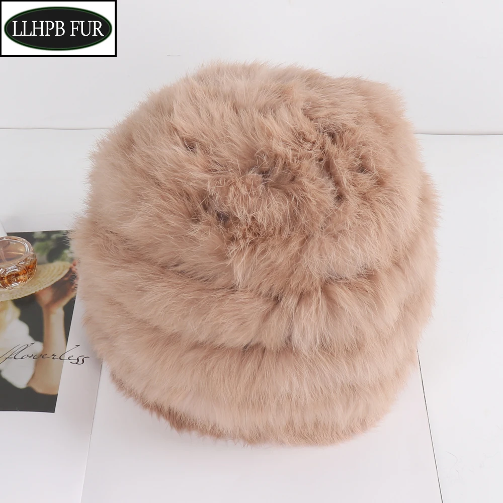 2022 русские женские вязаные эластичные шапки из натурального кроличьего меха