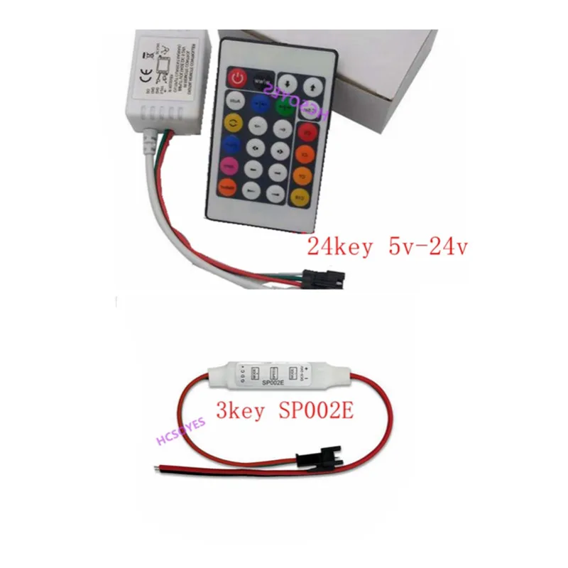 

mini 3key SP002E RF 24key RGB IR wireless remote for WS2811 ws2812b ws2813 SK6812 5050 6803 1903 led strip controller DC5-24V