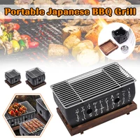 japanese bbq grill charcoal barbecue grills aluminium alloy indoor outdoor camping tool barbecue stove with wire rackbase tray