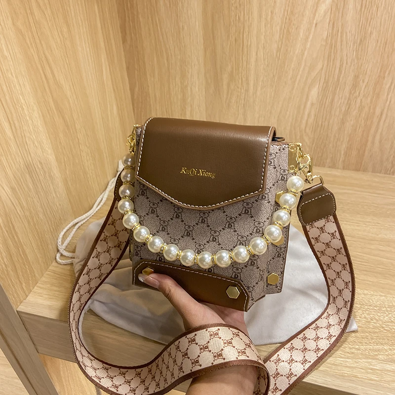 

SWAGONE Crossbody Bag for Women High Quality Vintage Printed Pu Leather Women's Shoulder Bags 2021 Monigram Girl