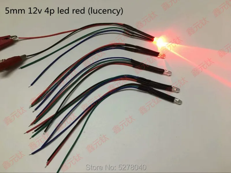 12 В RGB 4pin 4,8 мм/5 мм/10 мм светодиодный светильник lucency/vaporipic высокий светильник четыре линии анод/катод полноцветные лампы бусины 50 шт./лот от AliExpress WW