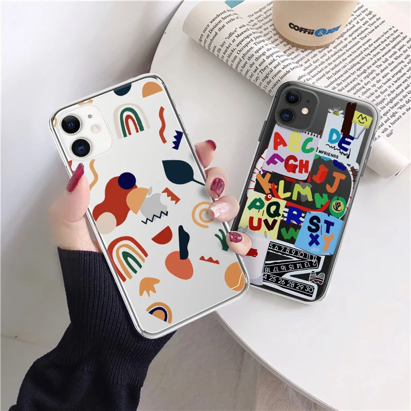 Fashion Plaster Phone Case For iPhone 13 12 11 Pro Max XS Max 7 8 Plus 6 6s X XR SE 2020 12 Mini Funny Letter Fundas Back Cover