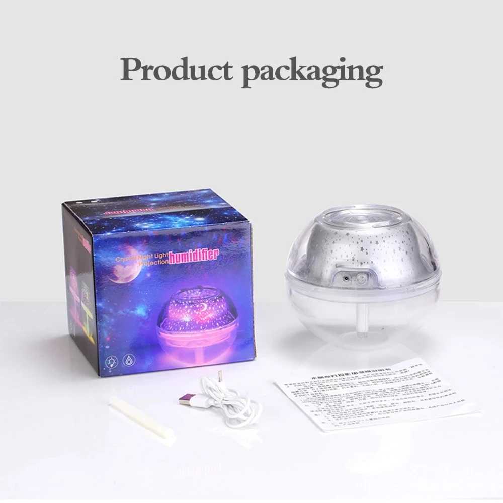 

Creative Starry Sky Crystal Night Light Projection Humidifier Romantic Colorful Air Purifier USB With Aromatherapy Humidifier