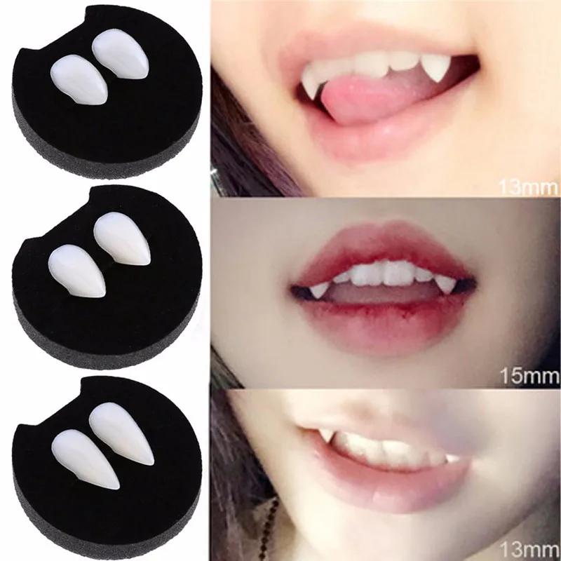 2PCS Halloween Vampire Dentures Zombie Teeth Fake Tiger Teeth Funny Gadgets Cosplay Party Props Surprise Holiday Gift