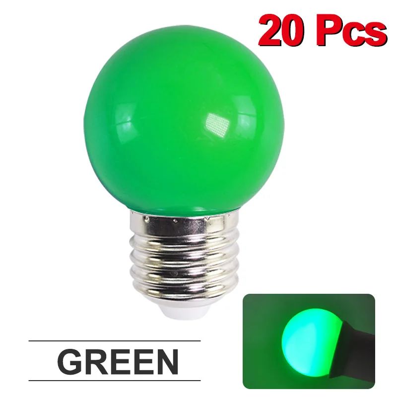 Green 20 шт./лот Светодиодная лампа E27 лампа 3 Вт красочные лампада ампулы SMD 2835 Flash светильник RGB Светодиодный светильник для домашнего декора светильник переменного тока 220V шарики во всем мире - Испускаемый цвет: Green