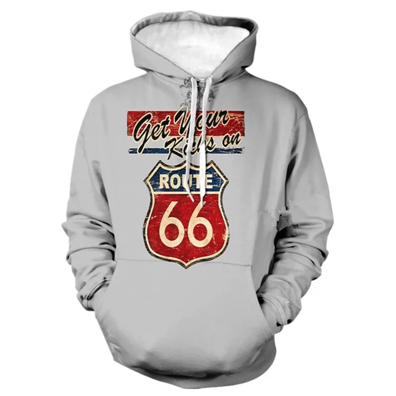 2021 зимние модные толстовки с 3D принтом США Route 66 мужские/женские толстовка