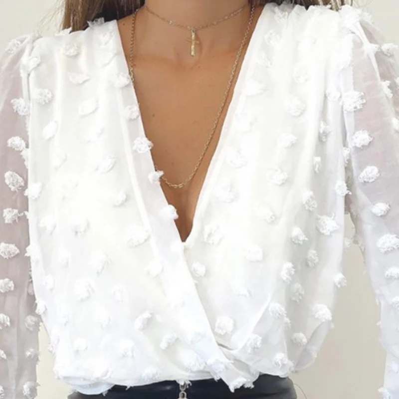 Новые модные женские туфли с глубоким v образным вырезом Топ жаккардовая рубашка