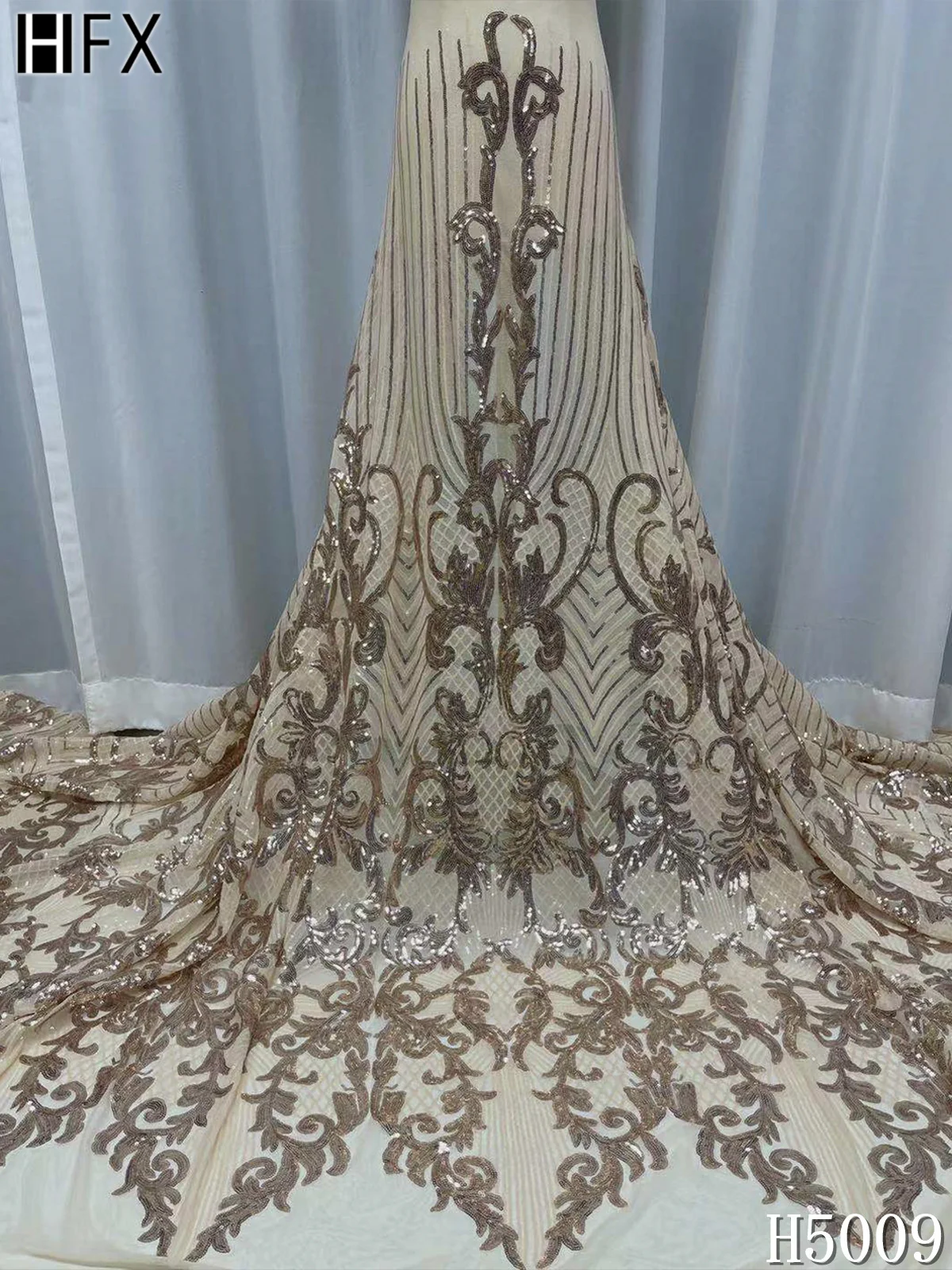 HFX 2021 новейшая африканская сетчатая кружевная ткань с вышивкой блестками синие