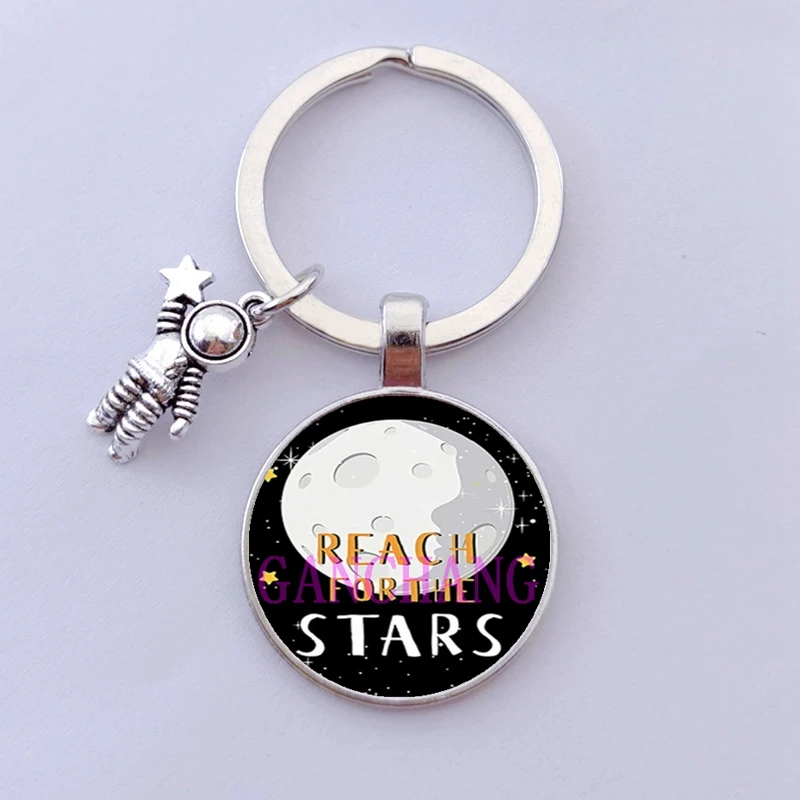Astronaut Keychain Outer Space Planet Moon UFO Glass Keyring Robot Spaceman |