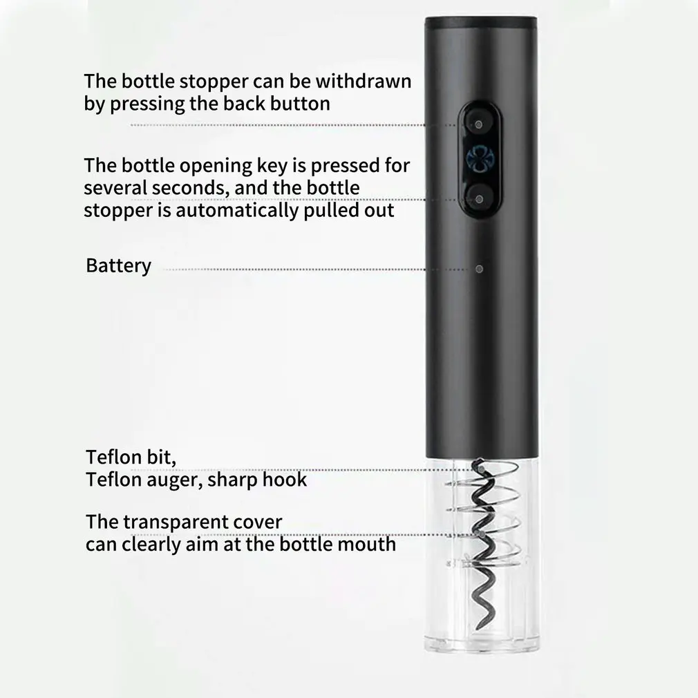 

Aluminum Alloy Tube Dry Battery Electric Bottle Opener Wine Key Bottle Opening Automatic Bottle Opener