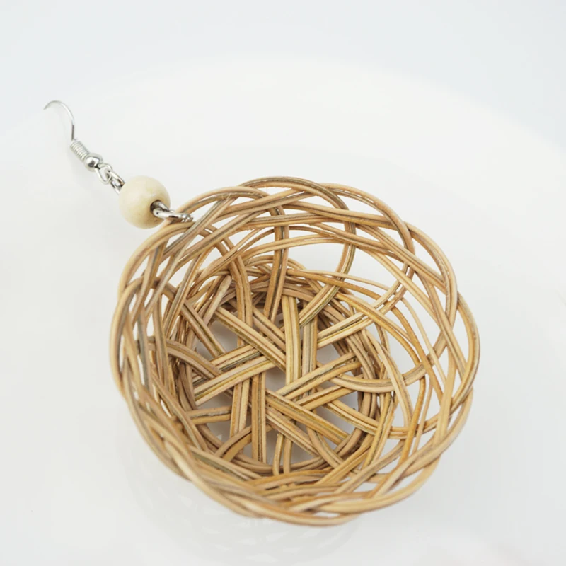 Женские серьги ручной работы M & G корейские из ротанга в большой деревянной