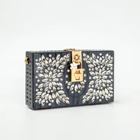 crystal acrylic box evening evening clutch bag for wedding party women designer retro square rhinestone purses and handbags