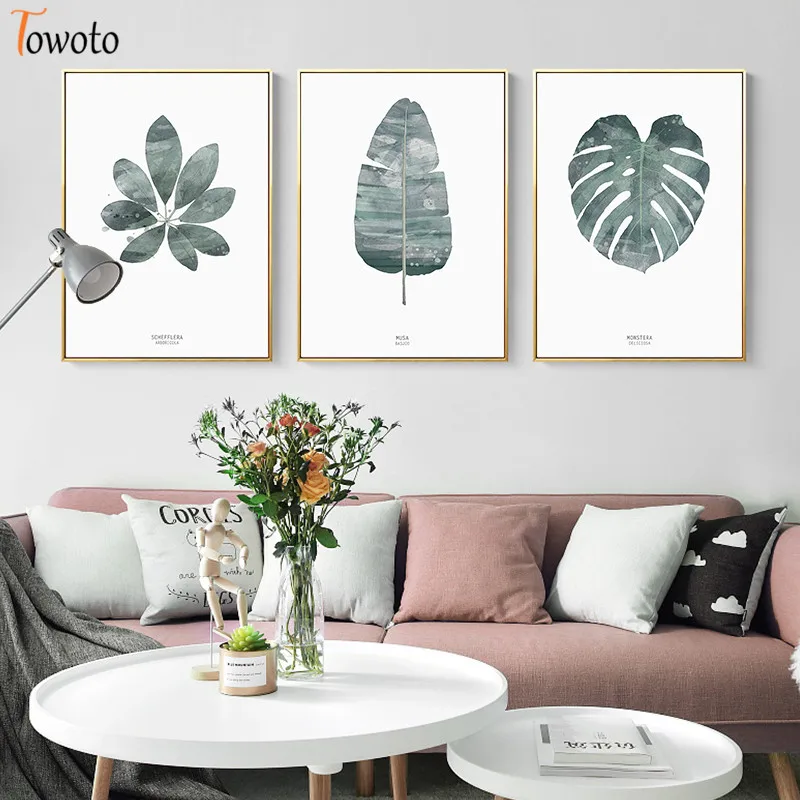 Современная Картина на холсте с растениями для гостиной домашний плакат печать