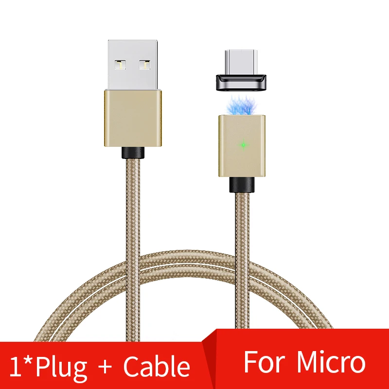 Магнитный usb-кабель Олаф, 3 А, быстрая зарядка, Micro USB type-C кабель для iPhone, samsung, Xiaomi, huawei, Магнитный зарядный кабель для телефона - Цвет: MicroUSB-Gold
