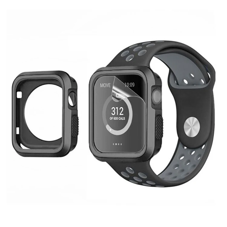 Black Gray Стильный чехол для Apple Watch 4 5 40 мм 44 мм защитный чехол для iWatch 3 2 1 38 мм 42 мм аксессуары для протектора экрана - Цвет: Black Gray