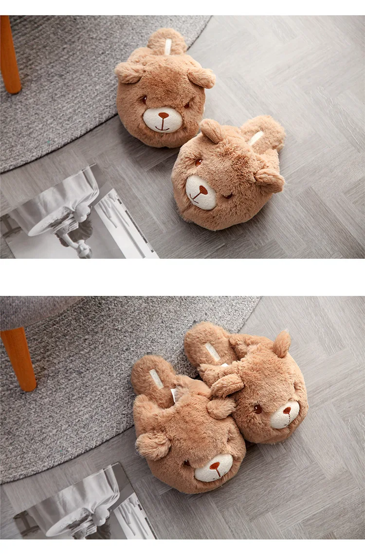 Новинка; kawaii bear; японские домашние тапочки; женские тапочки для пар; нескользящие домашние шлепанцы; женская зимняя теплая обувь из хлопка
