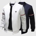 Мужская летняя куртка с принтом логотипа Tesla, Новая удобная куртка с круглым вырезом, универсальная модная спортивная уличная одежда в стиле хип-хоп, 2021