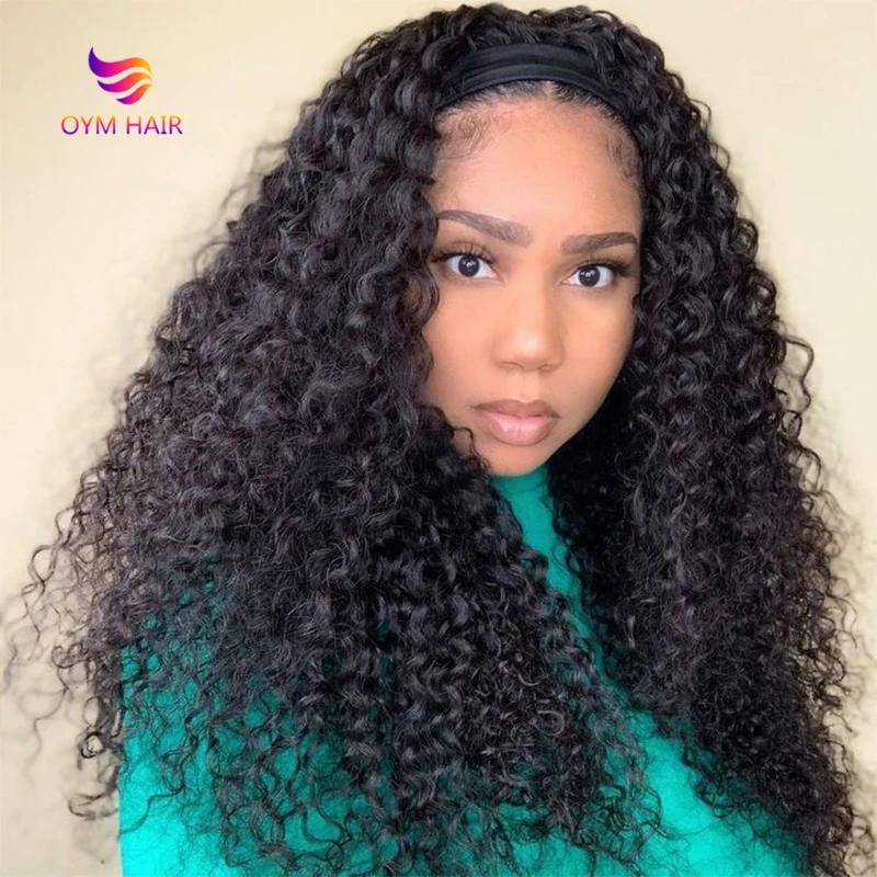 Водная волна парик с головной повязкой натуральные бразильские волосы Реми