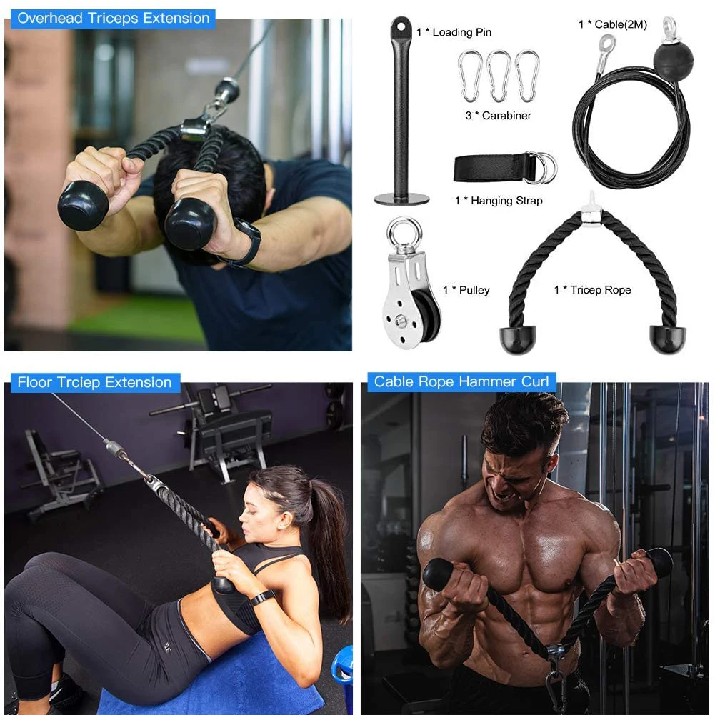 

1set Hand Training Extensions Adjustable Length Portable Smooth Fitness Pulley Cable System Sport Home Workout DIY Equipment