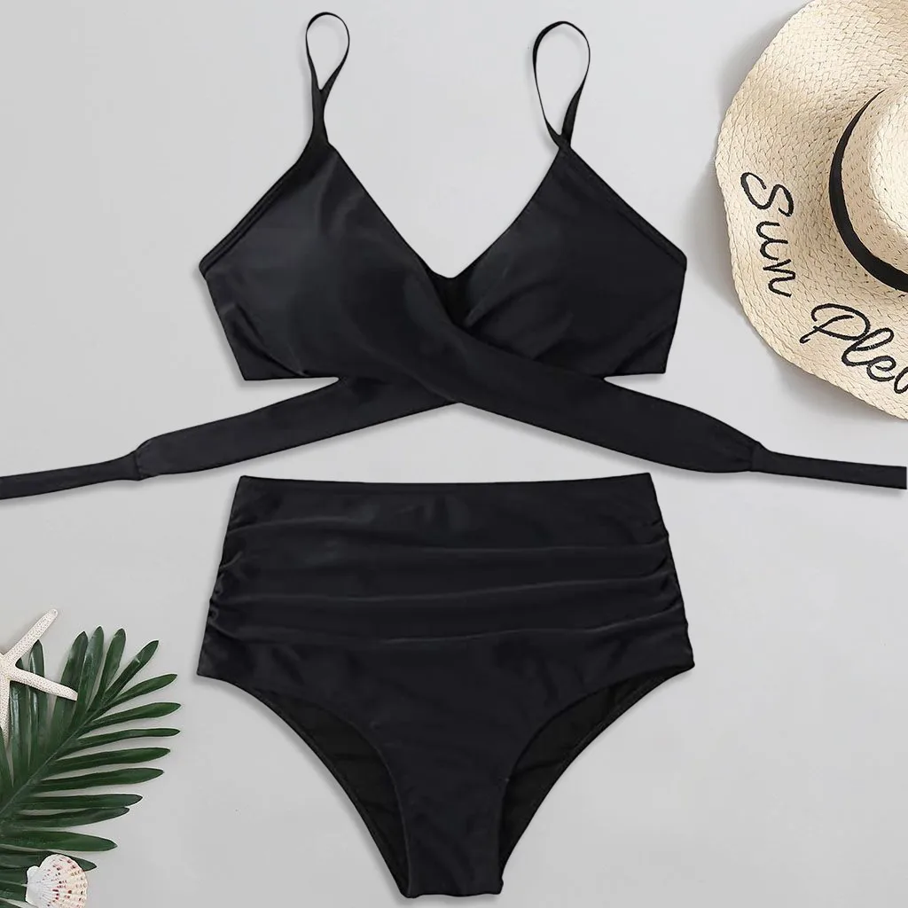 

Sexy High Waist Bikini Swimwear Women Swimsuit Bandage Women Bikinis Set Mujer Biquinis Feminino Bikini 2021 Woman Bathing Suit