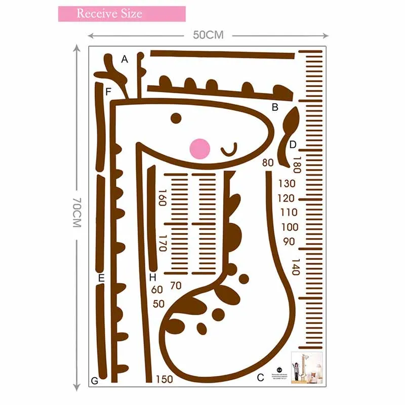 Мультяшный жираф высота мерная Настенная Наклейка фон для детской комнаты