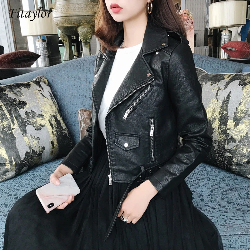 Женская байкерская куртка из искусственной кожи в стиле панк | одежда