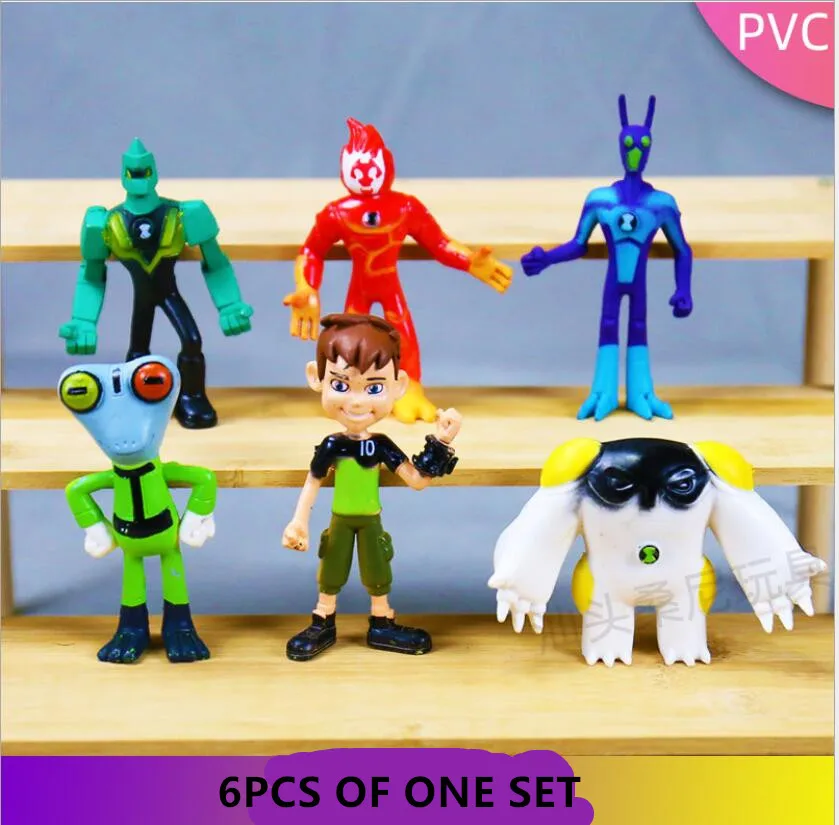 Один набор 6 шт. Tennyson Swampfire Way Big Alien X Goop Echo ПВХ фигурки детские игрушки