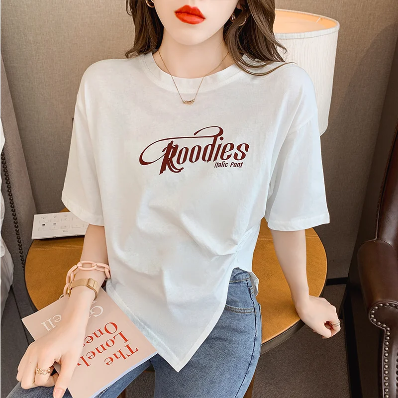 

Irregular short sleeve T-shirt women's new design in summer 2021