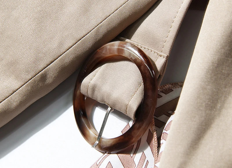 TWOTWINSTYLE Patchwork Ruched Trench Coats Female Lapel Collar Long Sleeve High Waist Sashes Windbreaker Women Clothing New