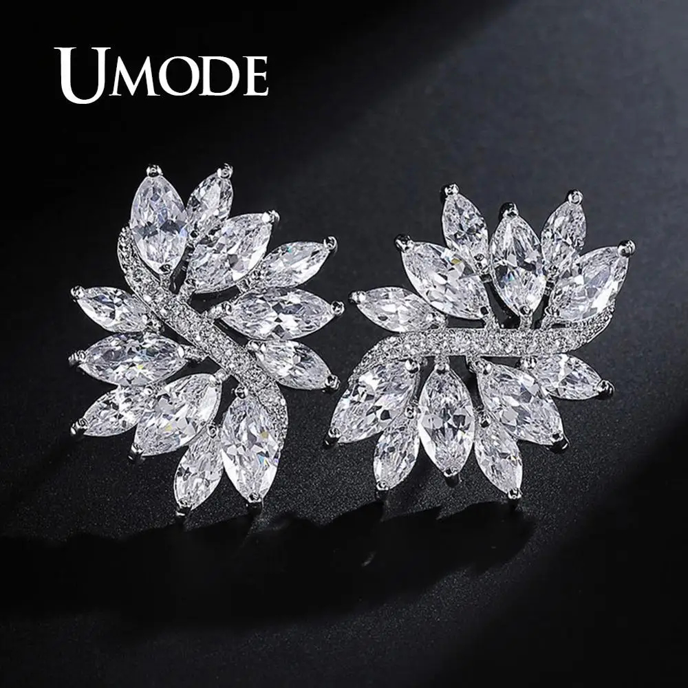 Earrings UMODE Браслет с швейцарским AAA+ цирконием в форме цветка, огранка "Маркиз" UB0005 - Окраска металла: Earrings