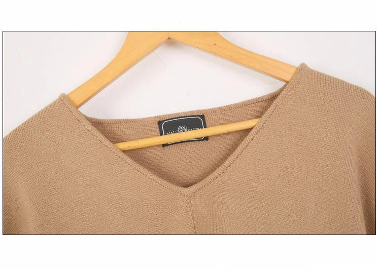 Женский костюм весна-осень свободная вязаная рубашка с V-образным вырезом и