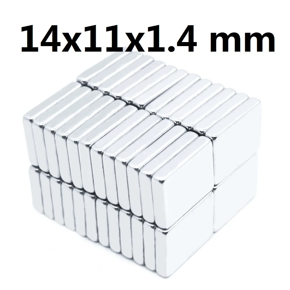

1000Pcs 14x11x1.4 Neodymium Magnet 14mm x 11mm x 1.4mm N35 NdFeB Block Super Powerful Strong Permanent Magnetic Imanes 14*11*1.4