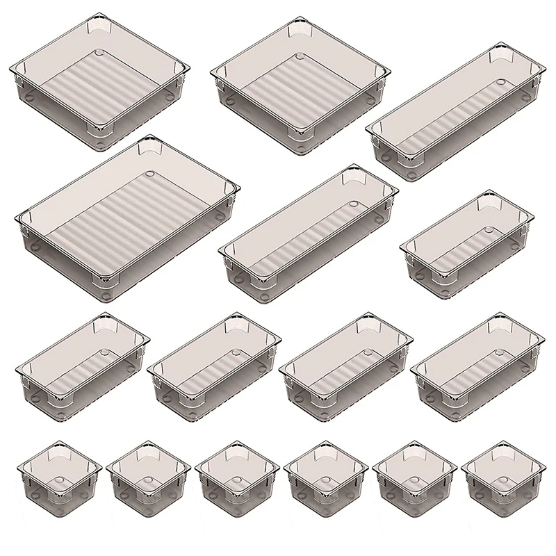 

16 Pieces Drawer Organiser System, 5 Sizes Separate Drawer Organiser Organiser System Makeup Organiser Drawer For Table