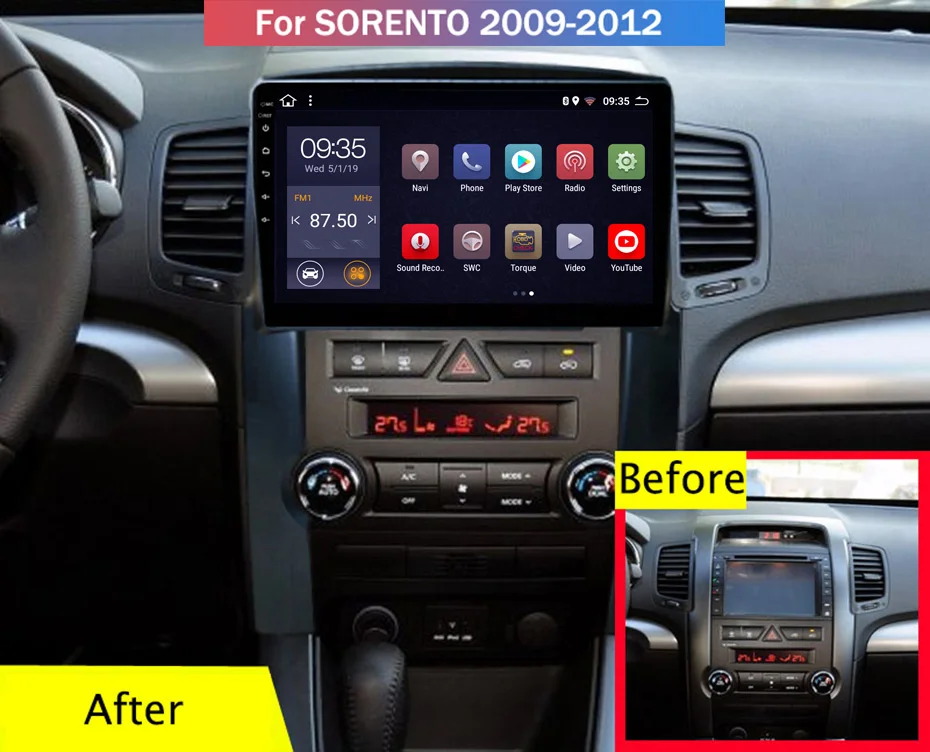 10 1 дюймов 2.5D IPS HD Мульти-сенсорный экран Android8.1 2G RAM 32G ROM NAVI для Kia Sorento 2009-2012 с Bluetooth USB