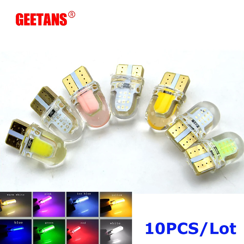 GEETANS 10 шт. Canbus T10 194 501 W5W SMD COB светодиодный автомобильный клиновидный фонари