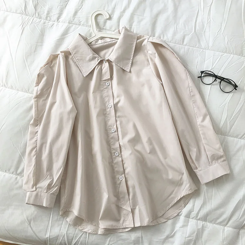 

KUSAHIKI Korean Causal Women Two Pieces Sets Long Sleeve Turn-down Collar Blouse Shirt + Knitted Sling Short Vest Suits 6E468