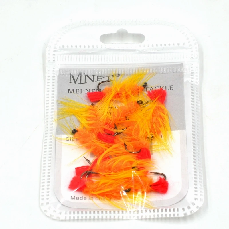MNFT 10 шт. желтый шерстяной червь Летающий красный хвост фотокрючки 6 #|Наживки для
