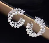 Серьги женские из серебра 100% пробы с натуральным пресноводным жемчугом и