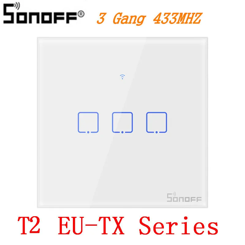 Интеллектуальный выключатель света Sonoff T2 US Smart Wi Fi настенный светильник