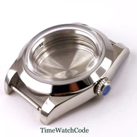 39mm watch case parts flat sapphire crystalmineral arched glass polished bezel for nh35 nh35a nh36 nh36a movement screw crown