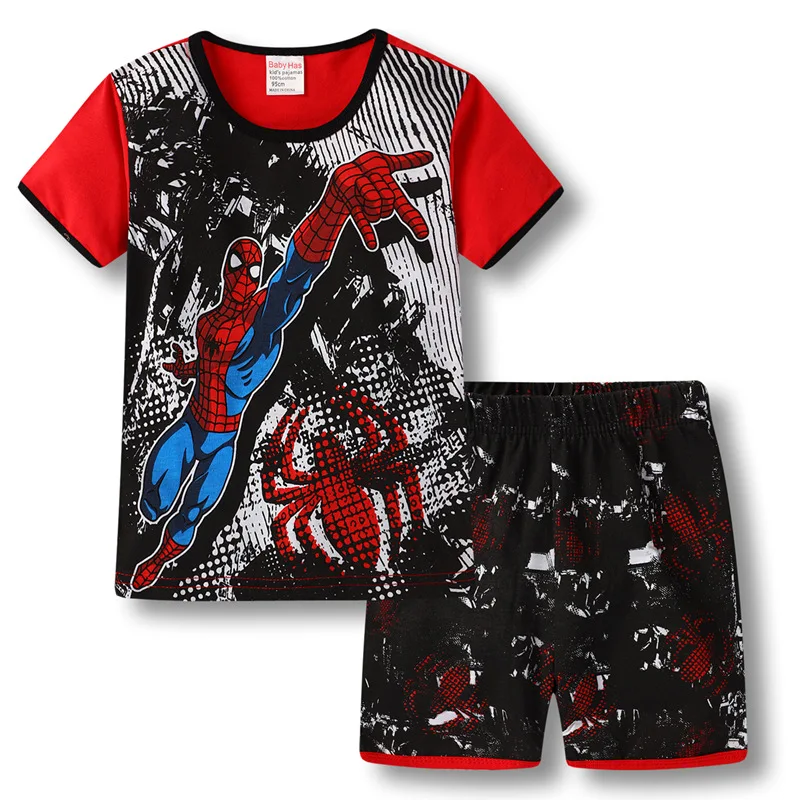 Kids Baby Pajamas Set Summer Cotton Children Short Sleeve Sleepwear Cartoon Spiderman Cars Boys Pyjamas Girl Clothing Nightwears