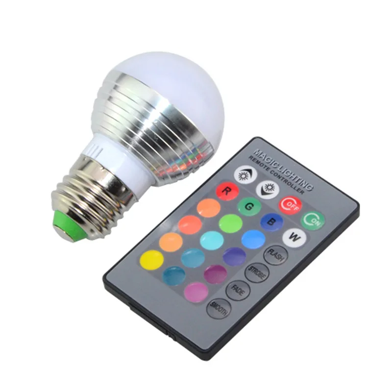 

Holiday Lights RGB Remote Control Bulb E27 LED Seven Colors Bulb 3W Intelligent Dimming and Color Changable Lamp