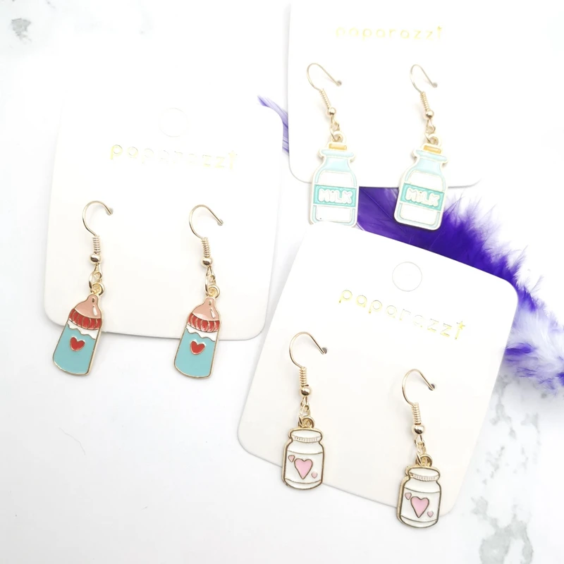 

Women's Drip Oil KC Gold Earrings Custom Handmade Cute Girl Gift Earplugs Milk Bottle Pacifier Love Earrings Ear Hook